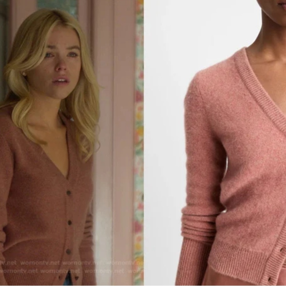 Vince Women's Plush Heather Vintage Rose Cardigan Sweater - Picture 5 of 6